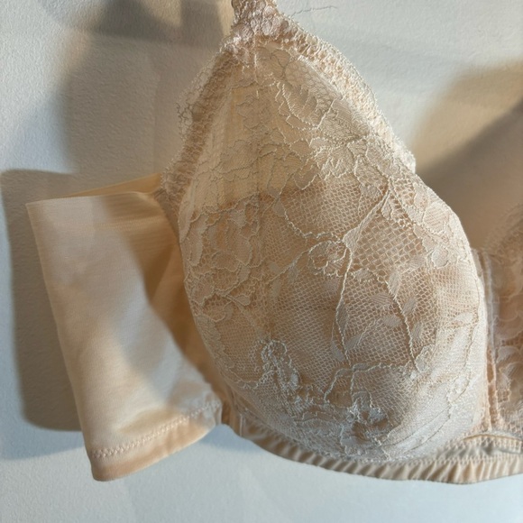 UNDERSTANCE Sz 40C Bra Cotton Cup Lace Underwire Free Champagne Pink NEW - Picture 2 of 5